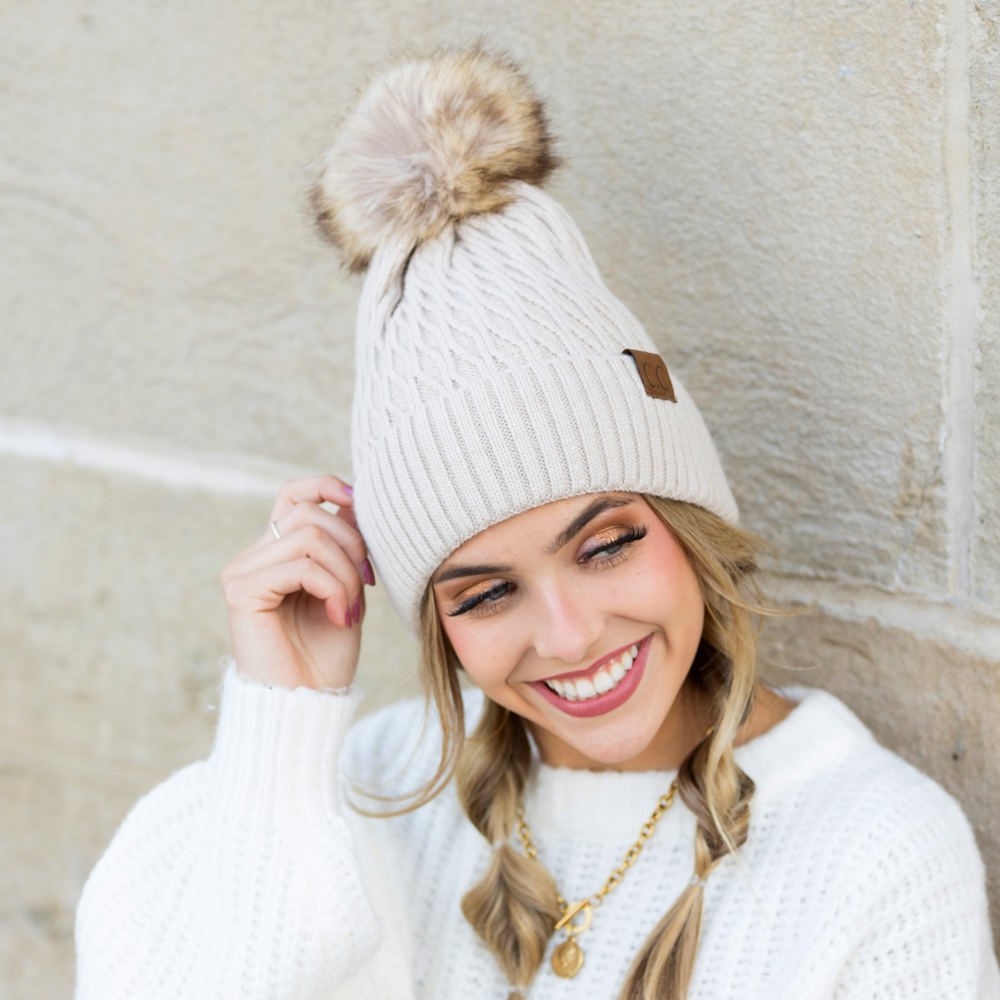 C.C® Honeycomb Pom Beanie | AILI'S CORNER