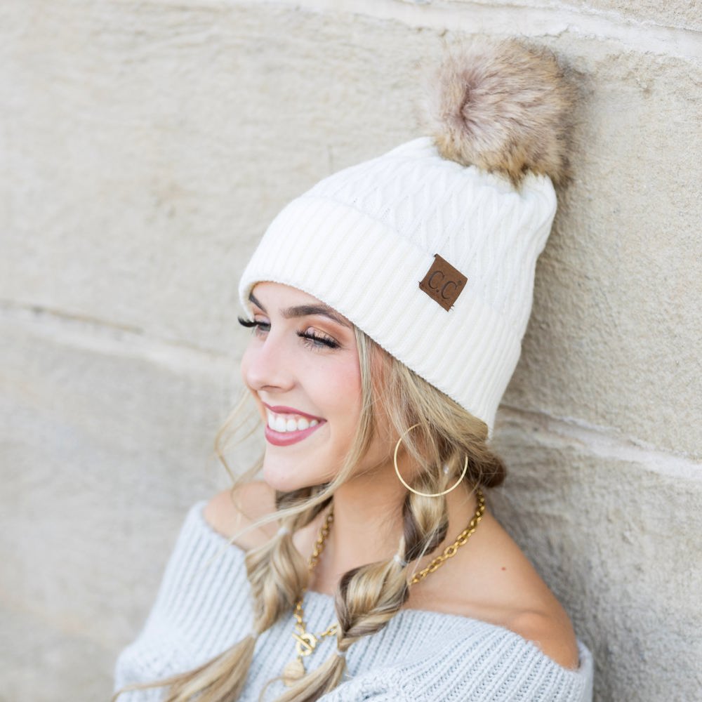 C.C® Honeycomb Pom Beanie | AILI'S CORNER