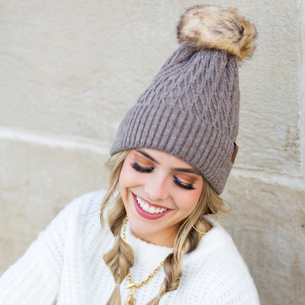 C.C® Honeycomb Pom Beanie | AILI'S CORNER