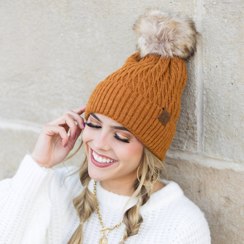 C.C® Honeycomb Pom Beanie | AILI'S CORNER