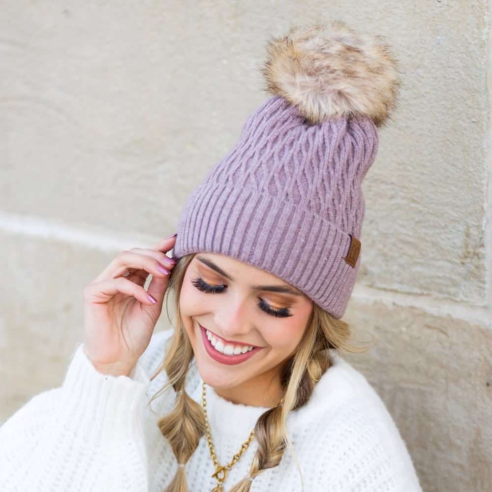 C.C® Honeycomb Pom Beanie | AILI'S CORNER