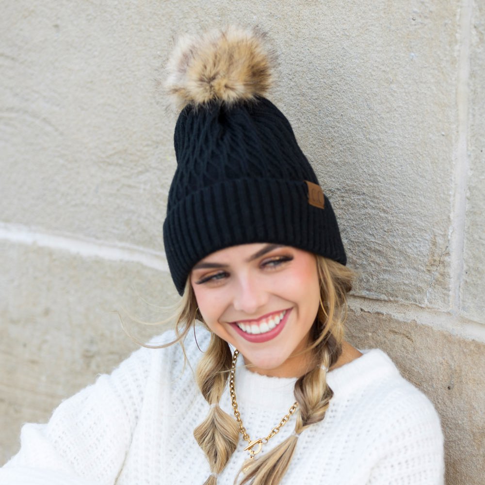 C.C® Honeycomb Pom Beanie | AILI'S CORNER