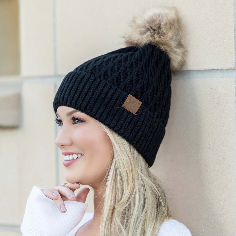 C.C® Honeycomb Pom Beanie | AILI'S CORNER