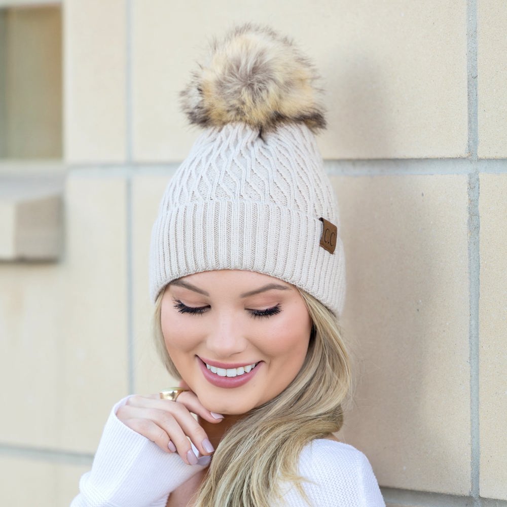 C.C® Honeycomb Pom Beanie | AILI'S CORNER