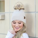 Beige C.C® Honeycomb Pom Beanie | AILI'S CORNER