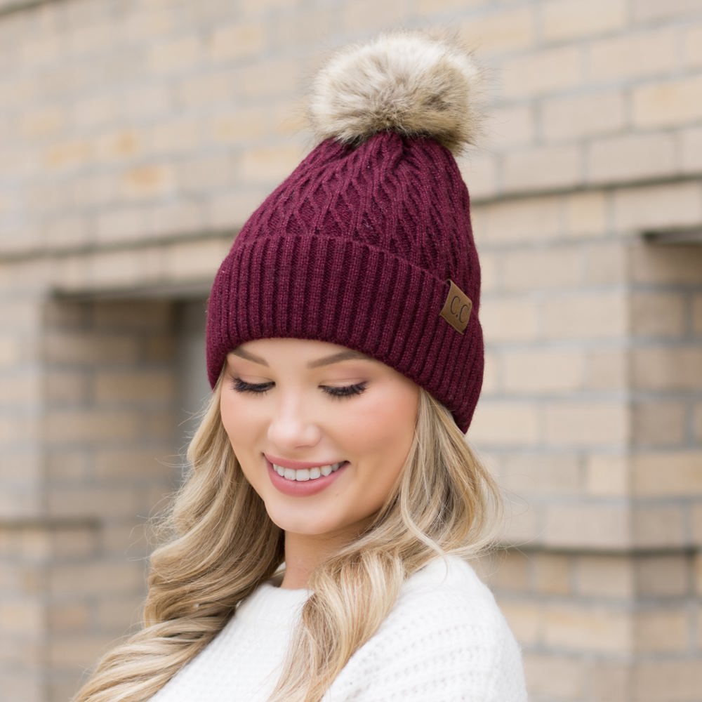 C.C® Honeycomb Pom Beanie | AILI'S CORNER