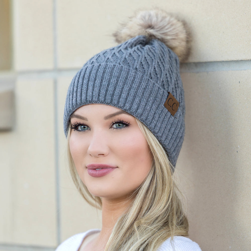 C.C® Honeycomb Pom Beanie | AILI'S CORNER