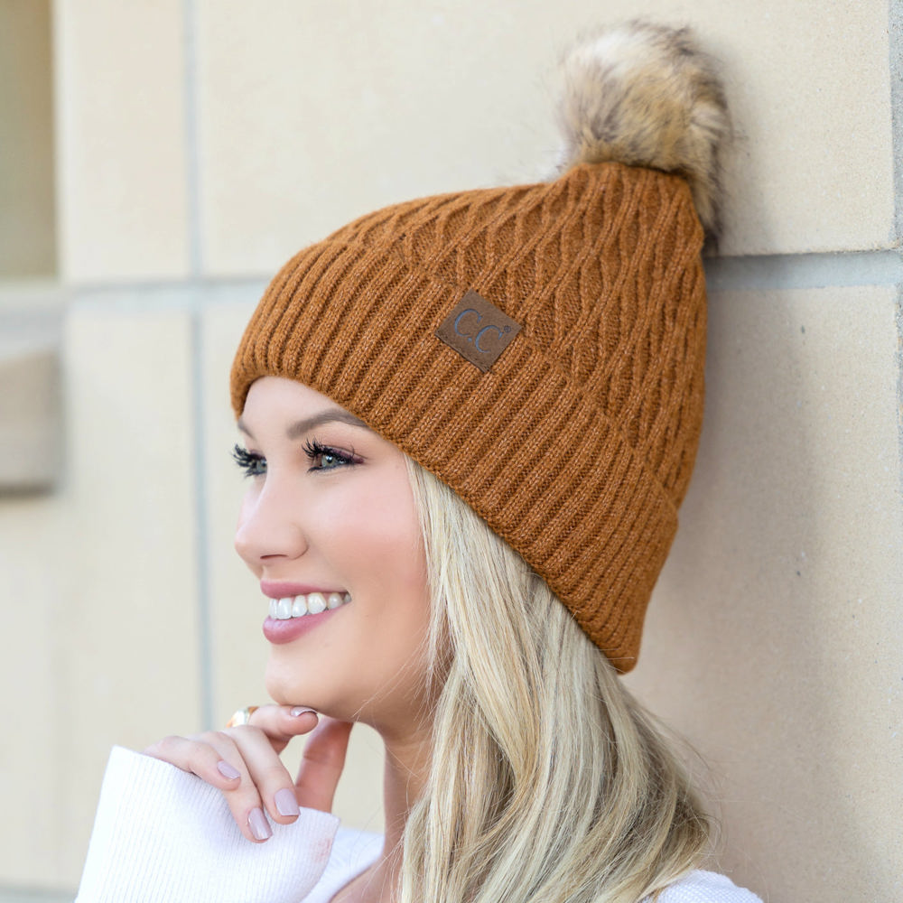 C.C® Honeycomb Pom Beanie | AILI'S CORNER