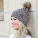 Taupe Mix C.C® Honeycomb Pom Beanie | AILI'S CORNER