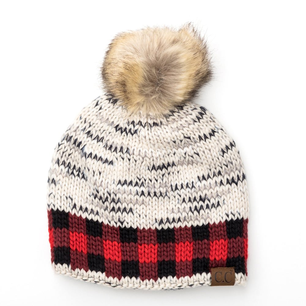 C.C® Buffalo Knit Pom Beanie | AILI'S CORNER