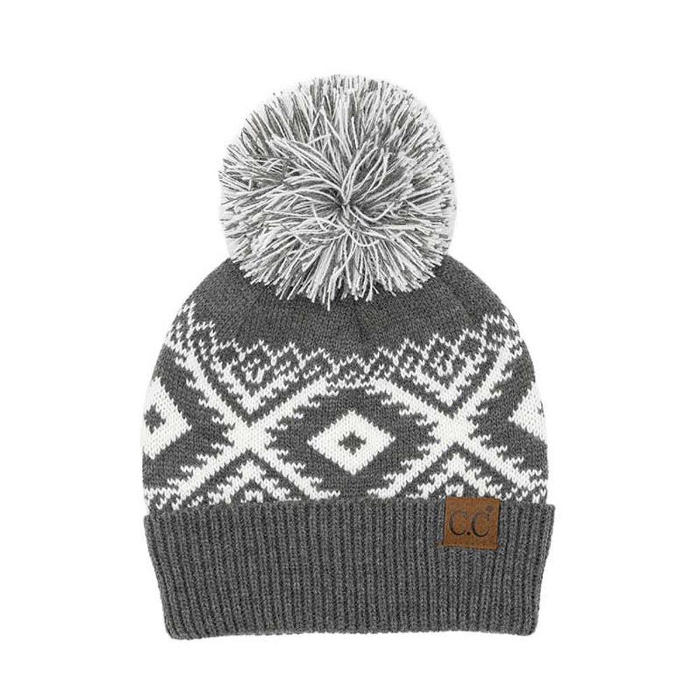 C.C® Aztec Knit Pom Beanie Hat | AILI'S CORNER