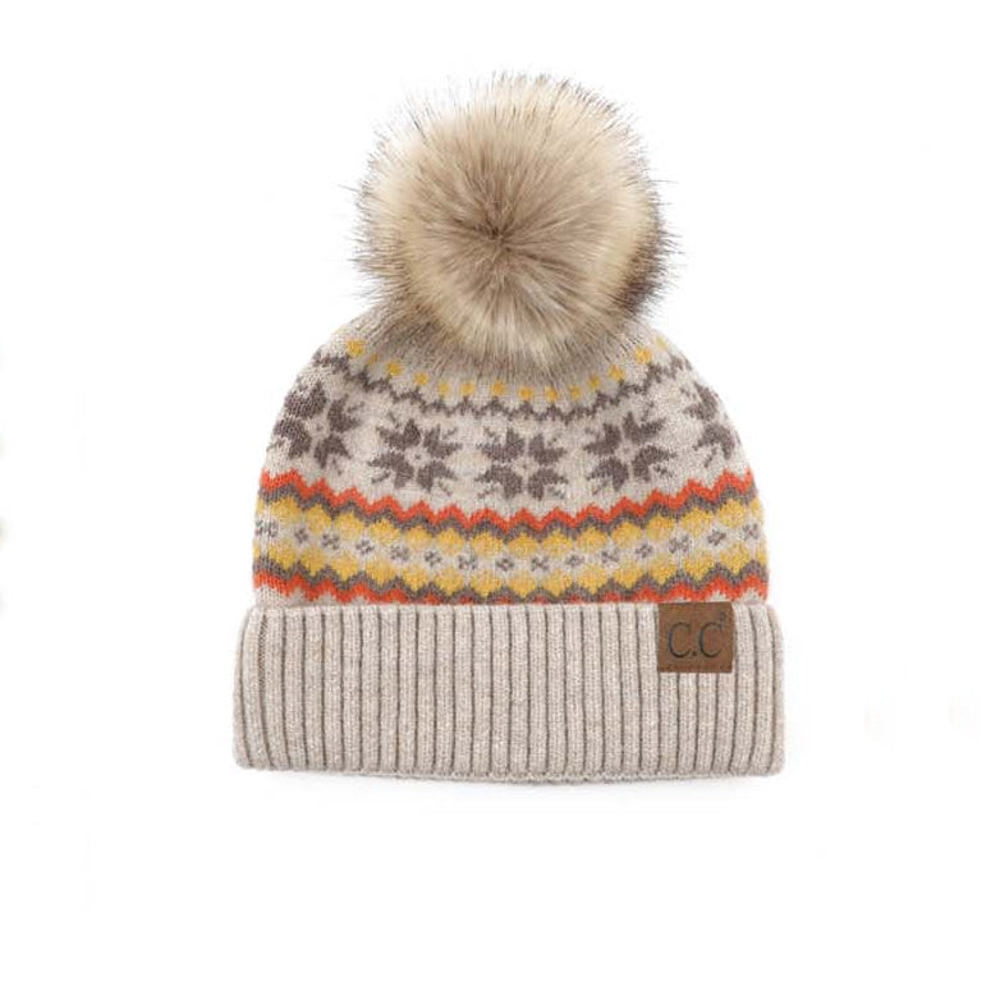 C.C® Nordic Fair Isle Pom Beanie Hat | AILI'S CORNER