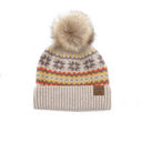 Beige C.C® Nordic Fair Isle Pom Beanie Hat | AILI'S CORNER