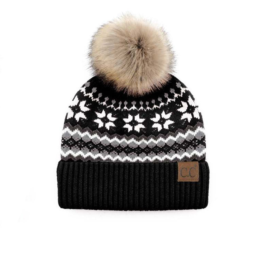 C.C® Nordic Fair Isle Pom Beanie Hat | AILI'S CORNER