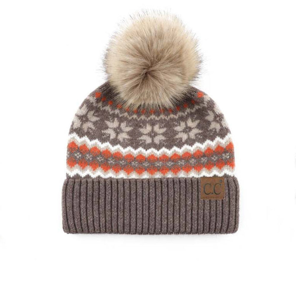 C.C® Nordic Fair Isle Pom Beanie Hat | AILI'S CORNER