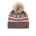 Taupe C.C® Nordic Fair Isle Pom Beanie Hat | AILI'S CORNER