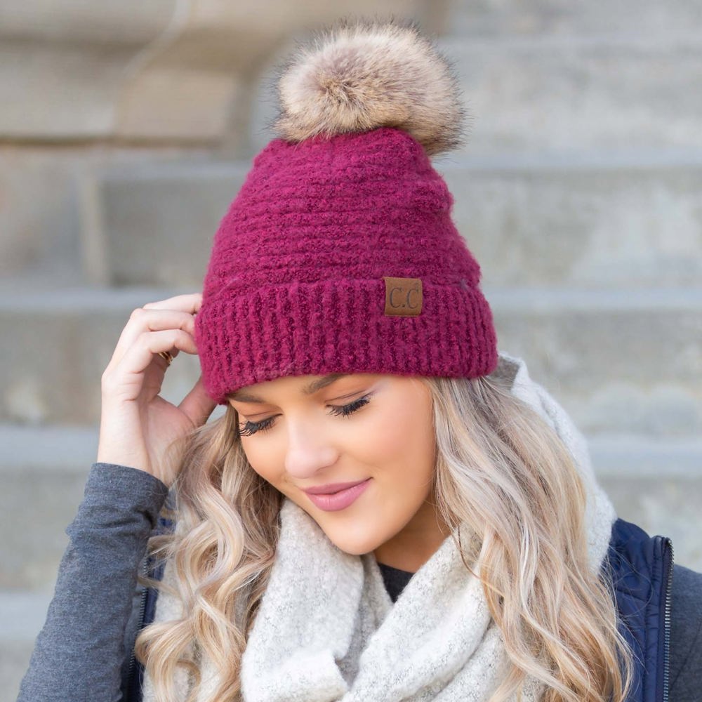 C.C® Ultra Soft Fur Pom Beanie | AILI'S CORNER