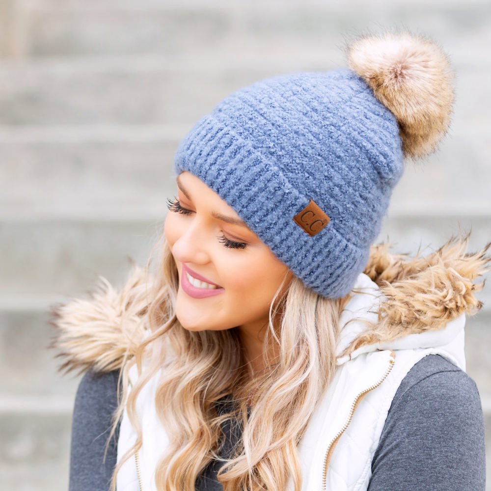 C.C® Ultra Soft Fur Pom Beanie | AILI'S CORNER