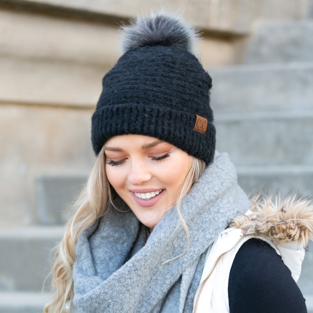 C.C® Ultra Soft Fur Pom Beanie | AILI'S CORNER