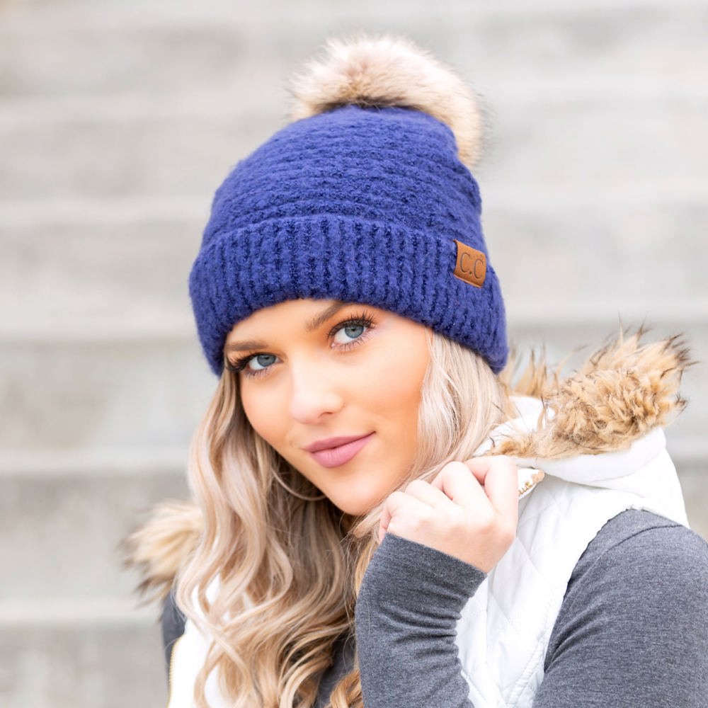 C.C® Ultra Soft Fur Pom Beanie | AILI'S CORNER