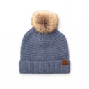 Denim C.C® Ultra Soft Fur Pom Beanie | AILI'S CORNER