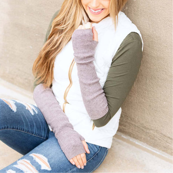 Long Ribbed Fingerless Gloves | AILI'S CORNER