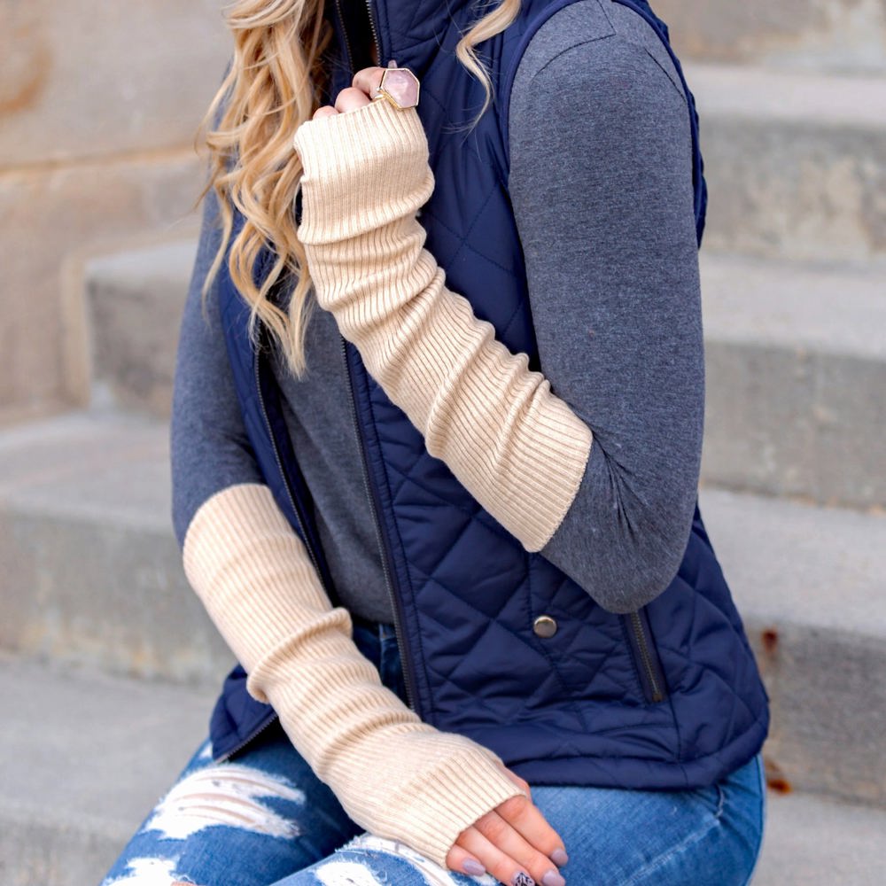 Long Ribbed Fingerless Gloves | AILI'S CORNER