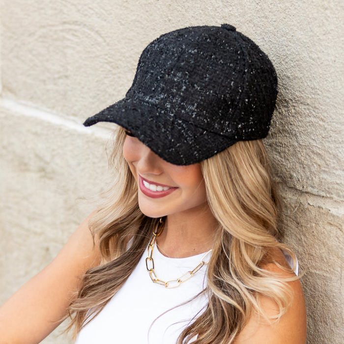 Tweed Sparkle Ball Cap | AILI'S CORNER