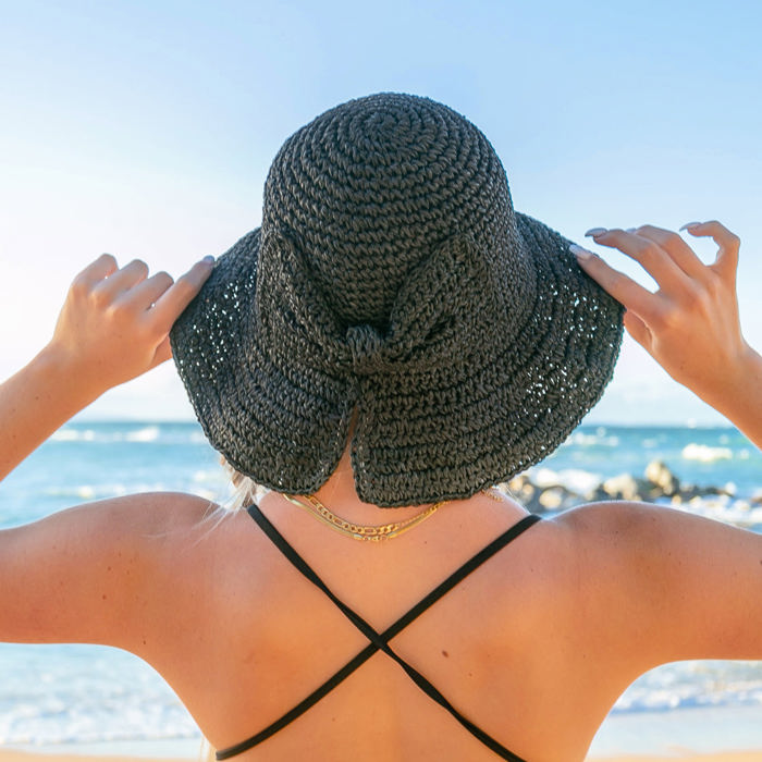 Bow Accent Straw Hat | AILI'S CORNER