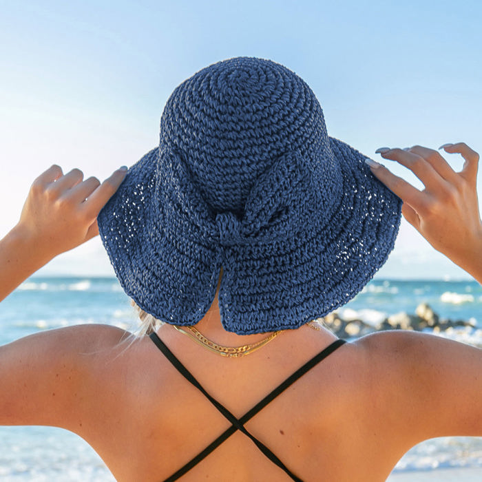 Bow Accent Straw Hat | AILI'S CORNER