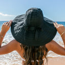 Black Classic Bow Accent Sunhat | AILI'S CORNER