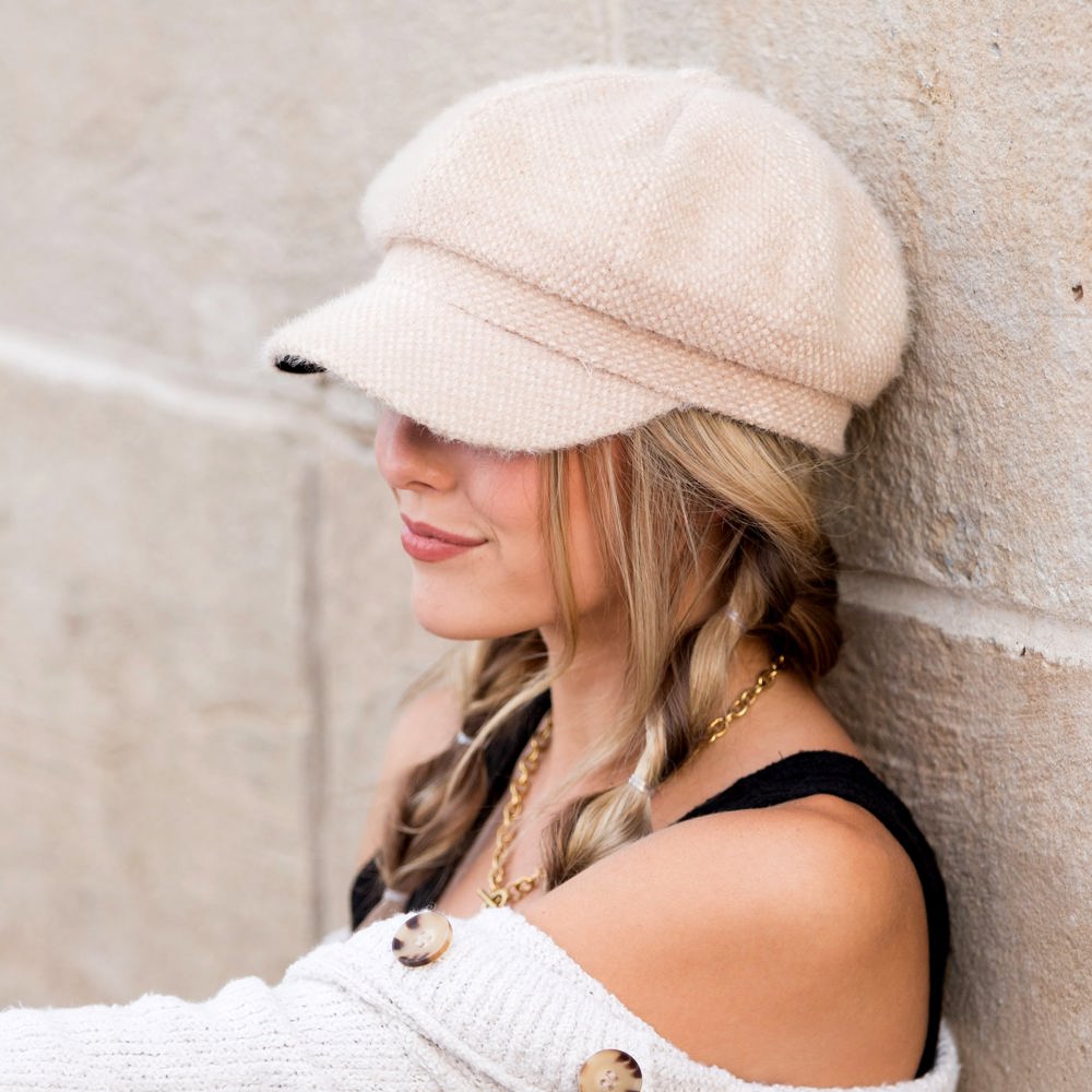 Eyelash Knit Newsboy Cap | AILI'S CORNER