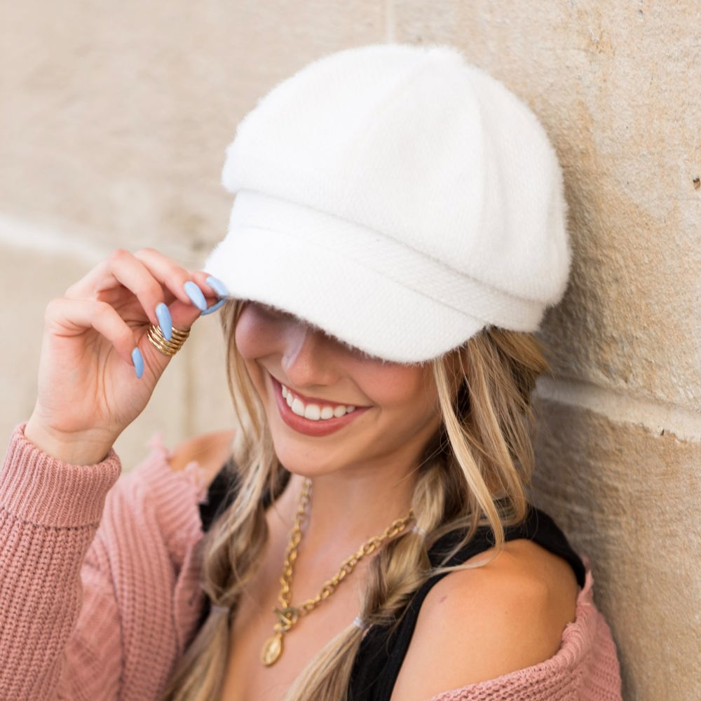 Eyelash Knit Newsboy Cap | AILI'S CORNER