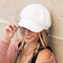  Eyelash Knit Newsboy Cap | AILI'S CORNER