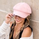 Blush Eyelash Knit Newsboy Cap | AILI'S CORNER