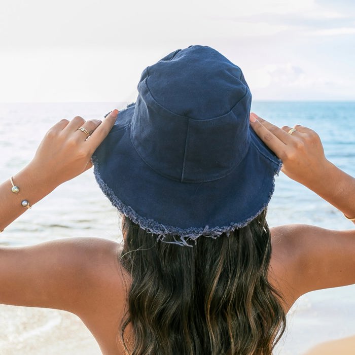 Frayed Edge Canvas Bucket Hat | AILI'S CORNER