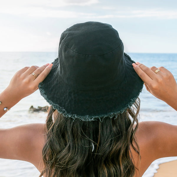 Frayed Edge Canvas Bucket Hat | AILI'S CORNER | Jane.com