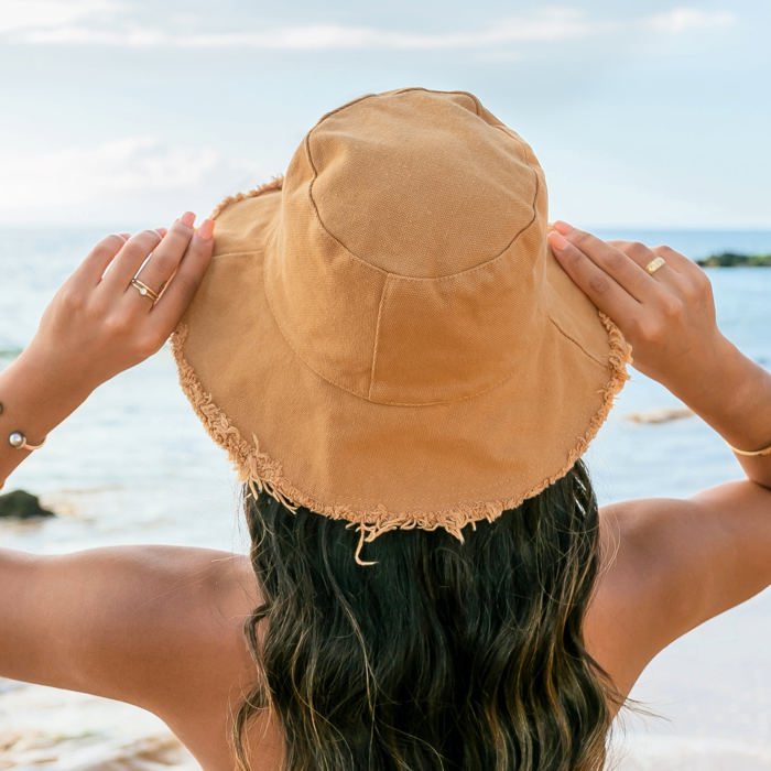 Frayed Edge Canvas Bucket Hat | AILI'S CORNER