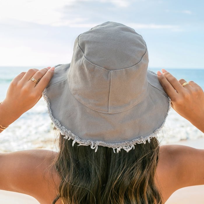 Frayed Edge Canvas Bucket Hat | AILI'S CORNER