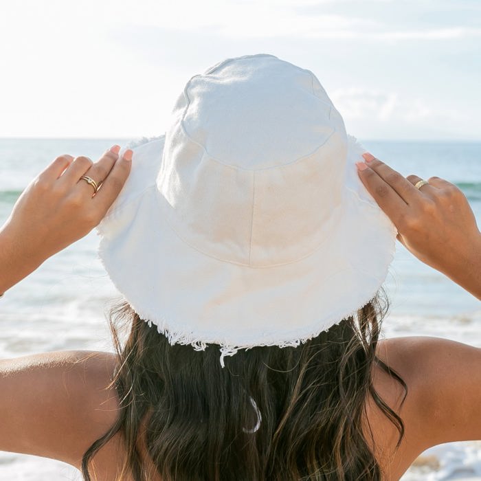 Frayed Edge Canvas Bucket Hat | AILI'S CORNER