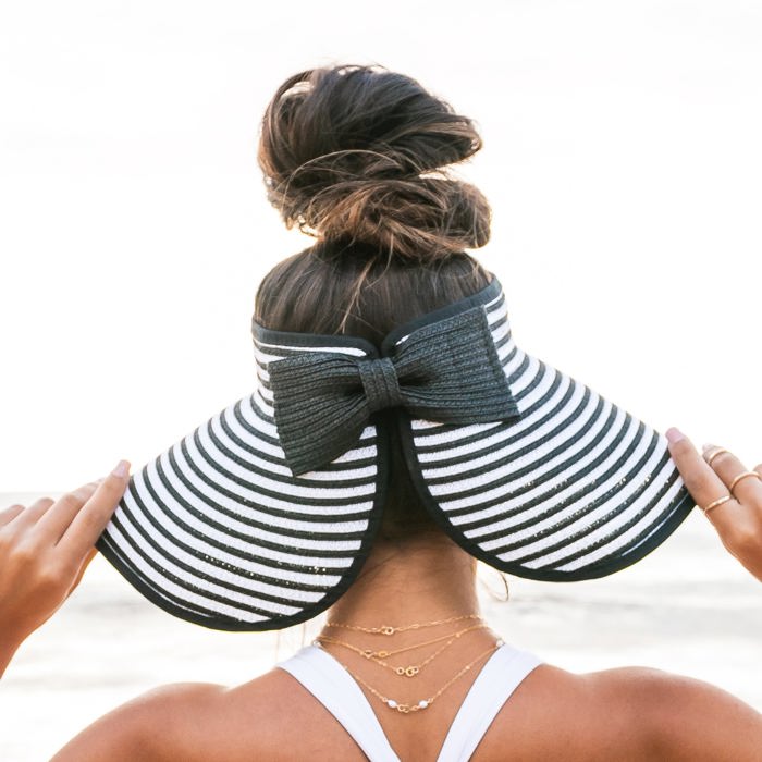 Foldable Bow Stripe Visor | AILI'S CORNER