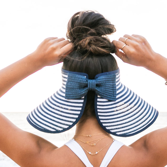 Foldable Bow Stripe Visor | AILI'S CORNER