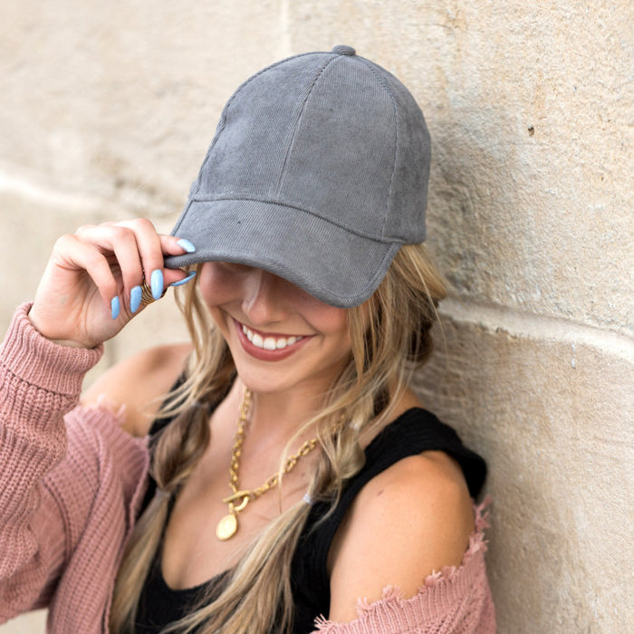 Micro Corduroy Boyfriend Ball Cap | AILI'S CORNER