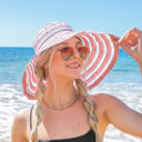  Stripe Bow Accent Sunhat | AILI'S CORNER