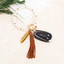 Cream/cognac Boho Stone Key Ring Bracelet | AILI'S CORNER