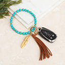 Turquoise/cognac Boho Stone Key Ring Bracelet | AILI'S CORNER