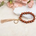 Beige Wooden Key Ring Bracelet | AILI'S CORNER