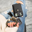 Black/black Leopard Beaded Key Ring Wallet Bracelet | AILI'S CORNER