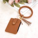 Cognac Key Ring ID Wallet Zip Bracelet | AILI'S CORNER