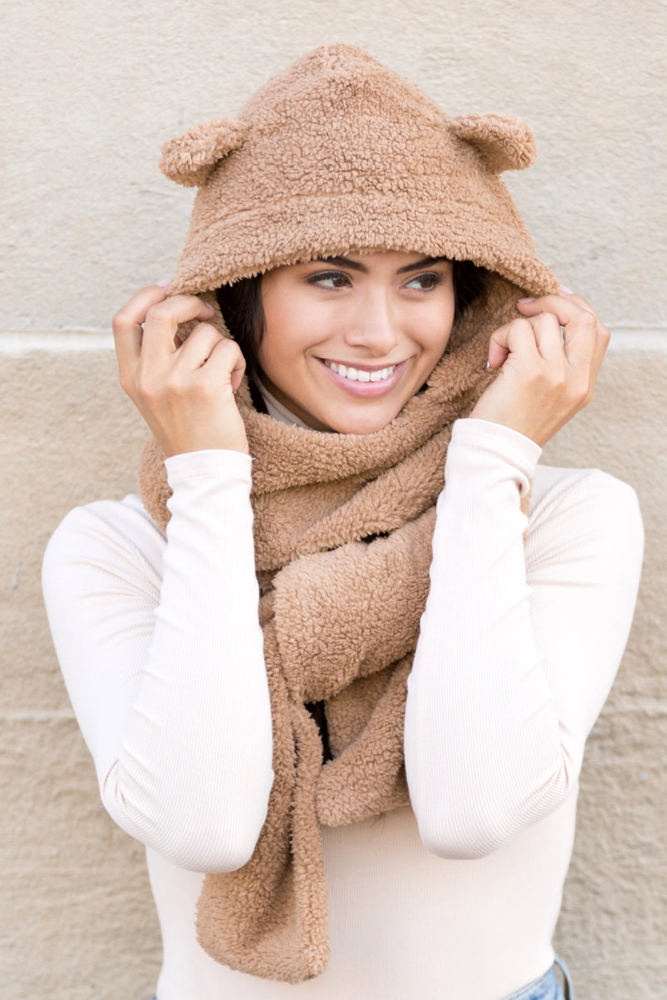 Teddy Bear Hooded Scarf | AILI'S CORNER